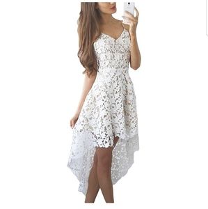 White high low lace dress